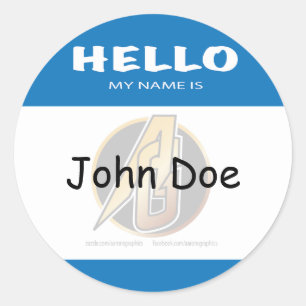 Blue Round Hello My Name Is Sticker
