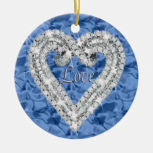 Blue Round Love Diamond Heart Ornament