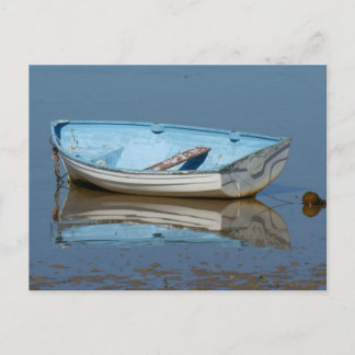 Blue rowing boat postcard