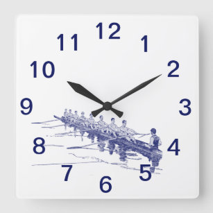 Blue Rowing Rowers Crew Team Water Sports #3 Square Wall Clock