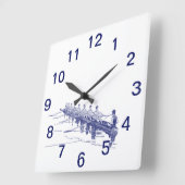 Blue Rowing Rowers Crew Team Water Sports #3 Square Wall Clock (Angle)