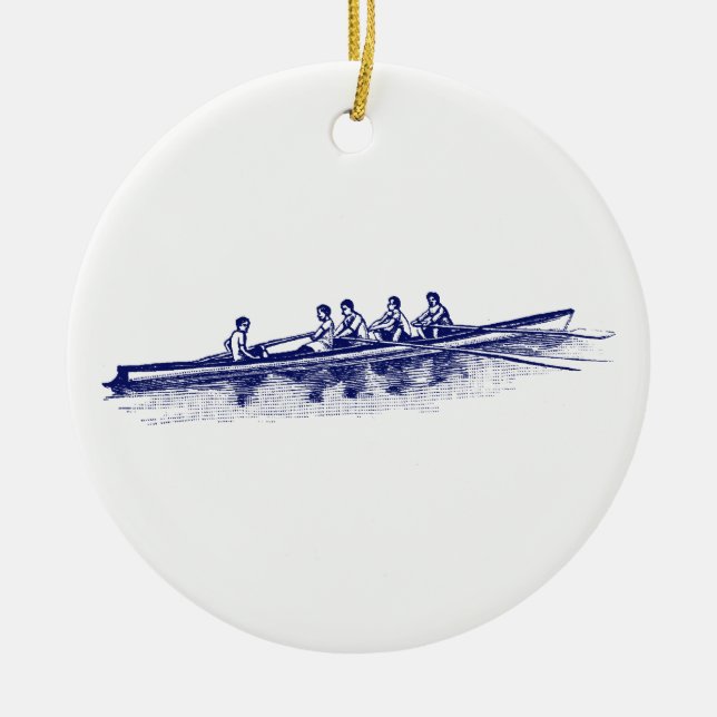 Blue Rowing Rowers Crew Team Water Sports Ceramic Ornament (Front)