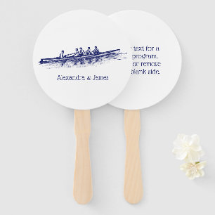 Blue Rowing Rowers Crew Team Water Sports Hand Fan
