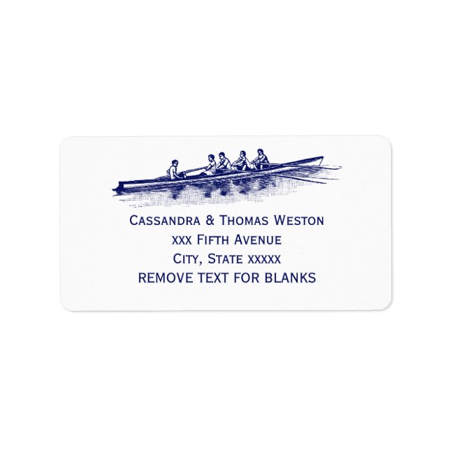 Blue Rowing Rowers Crew Team Water Sports Label (Front)