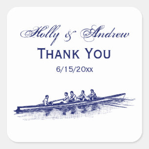 Blue Rowing Rowers Crew Team Water Sports Square Sticker