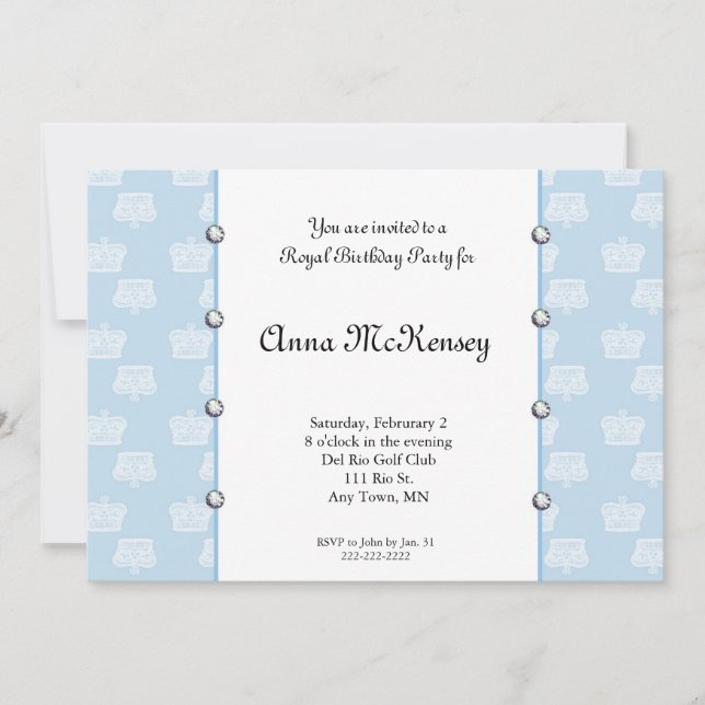 Blue Royal Birthday Invitation (Front)