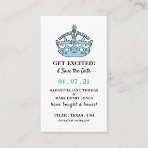 Blue Royal Crown, Get Excited and Save the Date Enclosure Card