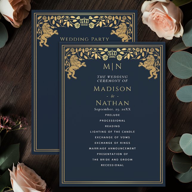 Blue Royal Lion Mediaeval Sword Wedding Program (Creator Uploaded)