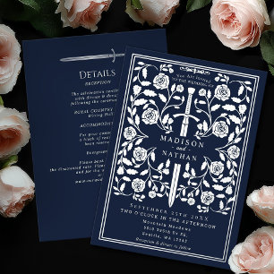 Blue Royal Mediaeval Silver Sword Wedding Details