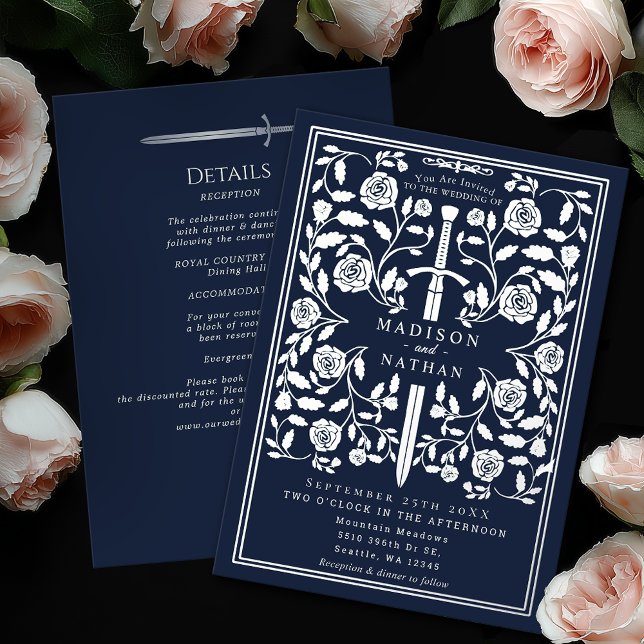 Blue Royal Mediaeval Silver Sword Wedding Details (Creator Uploaded)