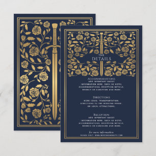 Blue Royal Mediaeval Sword Wedding Details  Enclosure Card