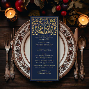 Blue Royal Mediaeval Sword Wedding Flat Menu