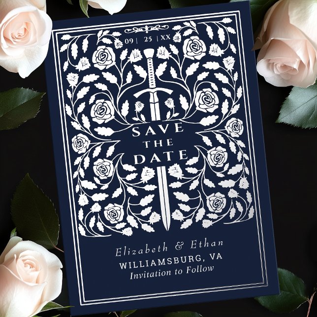 Blue Royal Mediaeval Sword Wedding Save the Date (Creator Uploaded)