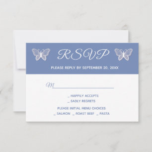 Blue RSVP Butterfly Wedding Butterflies Party Card