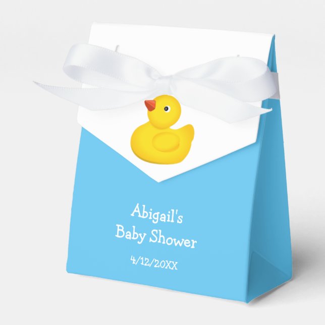 Blue Rubber Duck Baby Shower Personalised Favour Box (Front Side)