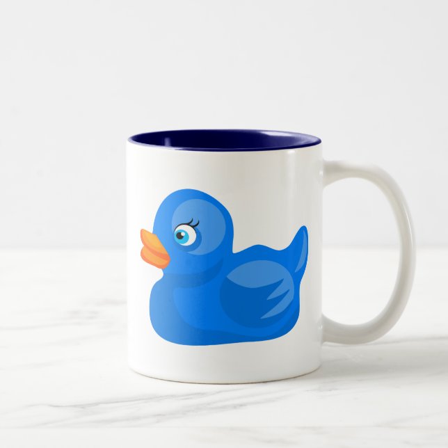 Blue Rubber Duck Two-Tone Coffee Mug (Right)