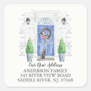 Blue Russian Blue Door New Address Label Sticker