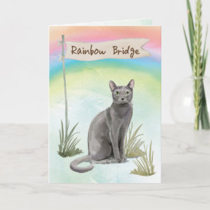 Blue Russian Cat Pet Sympathy Over Rainbow Bridge Card
