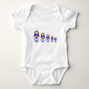 Blue russian matryoshka nesting dolls baby shirt