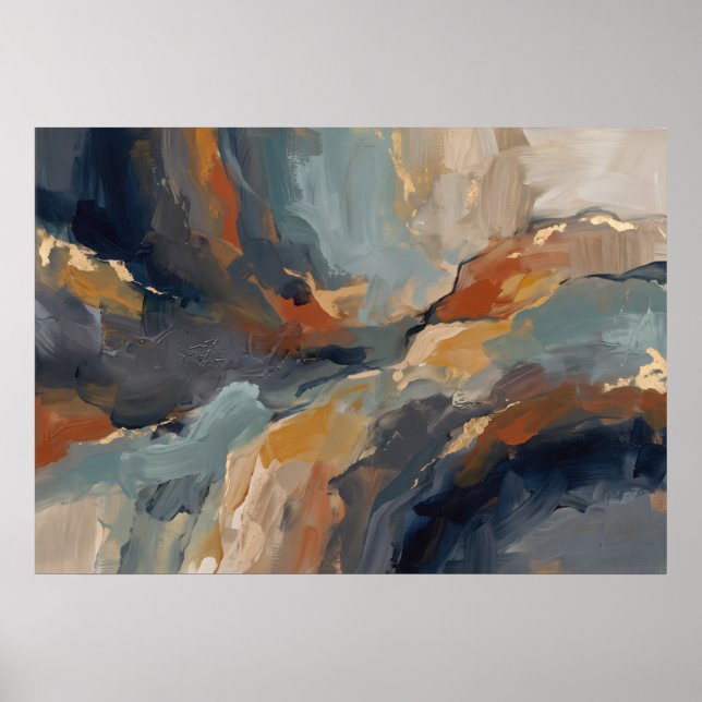Blue Rust Abstract Landscape Poster (Front)