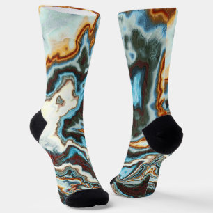 Blue Rust Marble Flow Socks