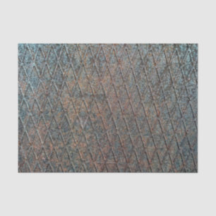 Blue Rusted Diamond Shape Metal Pattern Tissue Paper