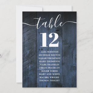 Blue Rustic Barn Wood Table Number Seating Chart
