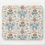 Blue Rustic Bows and Blossoms Mouse Pad<br><div class="desc">Boho and rustic mousepad featuring hand drawn illustration of bows and flowers in blue.</div>
