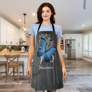 Blue Rustic Butterfly Personalised Apron