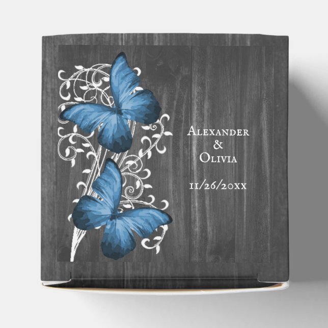 Blue Rustic Butterfly Wedding Favour Box (Top)