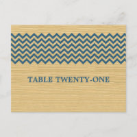 Blue Rustic Chevron Table Number Postcard