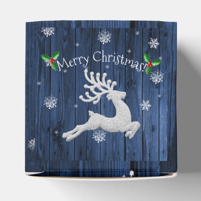 Blue Rustic Christmas Reindeer Favour Box (Top)
