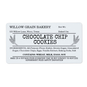 Blue Rustic Cottage Chocolate Chip Cookie Label