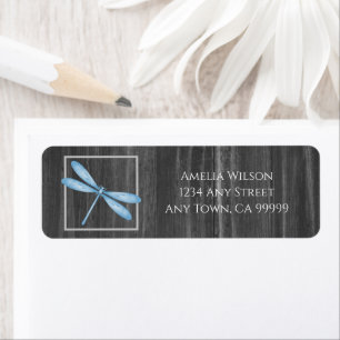Blue Rustic Dragonfly Return Address Label