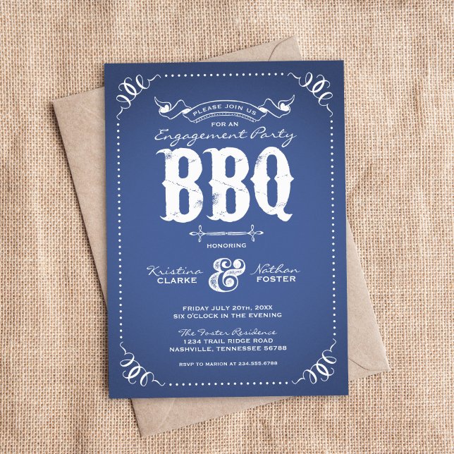 Blue Rustic Engagement Party BBQ Invitation (Creator Uploaded)