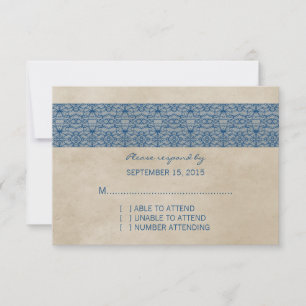 Blue Rustic Lace Response Card
