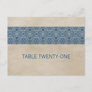 Blue Rustic Lace Table Number Postcard