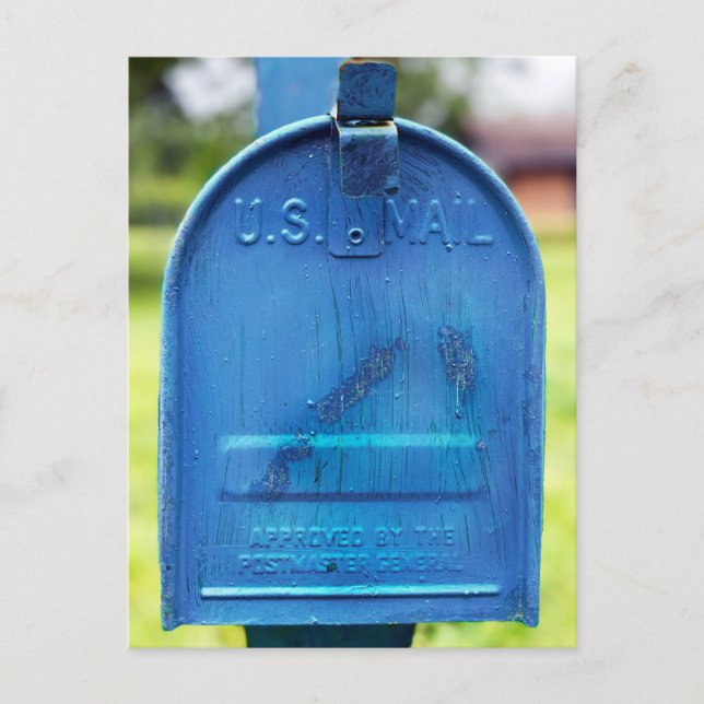 Blue Rustic Mailbox Portrait  Postcard (Front)