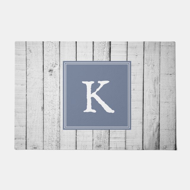 Blue Rustic Monogram Doormat (Front)