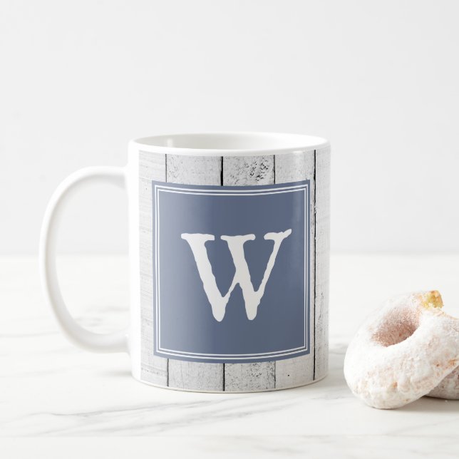 Blue Rustic Monogram Mug (With Donut)