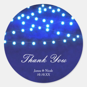 Blue Rustic Night String Lights Wedding Sticker