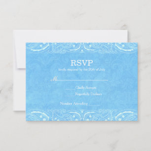 Blue Rustic Paisley Country Western Wedding RSVP Card