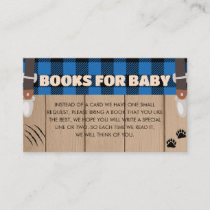 Blue Rustic Plaid Lumberjack Books for Baby Enclosure Card