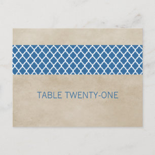 Blue Rustic Quatrefoil Table Number Postcard