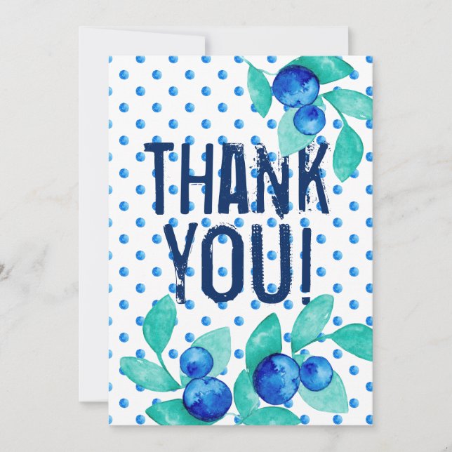 Blue rustic retro "thank you" card (Front)