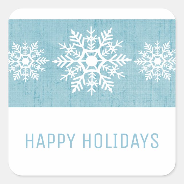 Blue Rustic Snowflake Holiday Square Sticker (Front)
