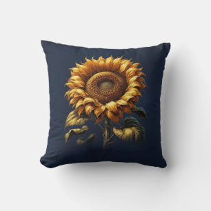 Blue Rustic Sunflower Cushion