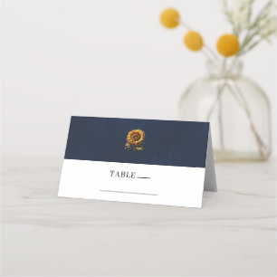 Blue Rustic Sunflower Wedding  Place Card