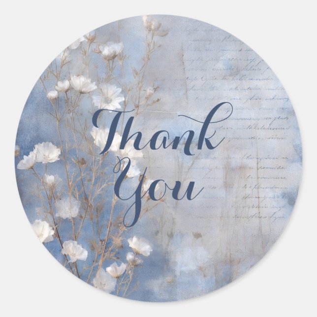 Blue Rustic Thank you sticker (Front)