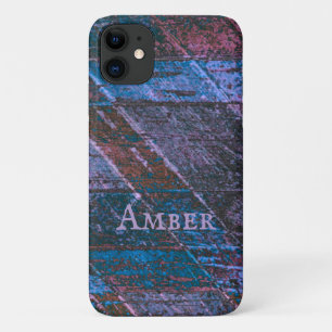 Blue Rustic Traditional Wood Print Personalised iPhone 11 Case